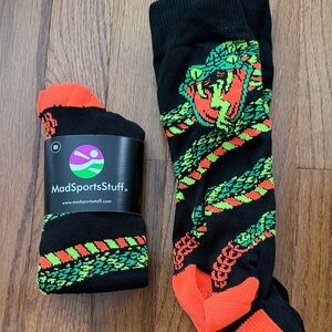 Kids Snake Design Socks - Black, Orange, Green set of 2